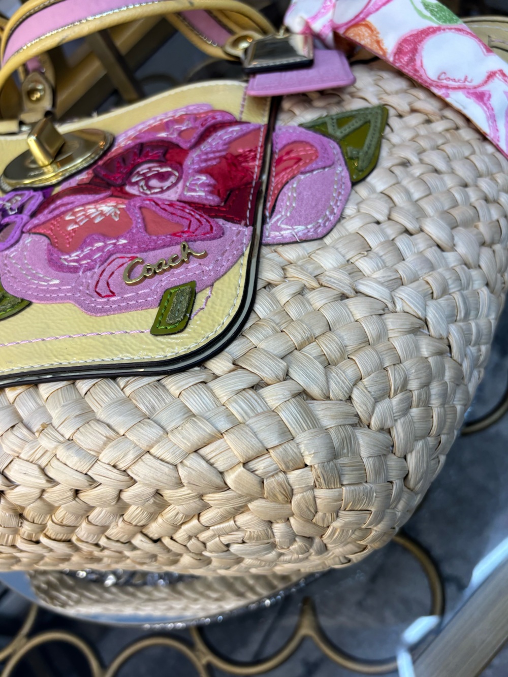 Coach 2010 Poppy Straw Applique Tote Bag NWOT - Picture 14 of 17